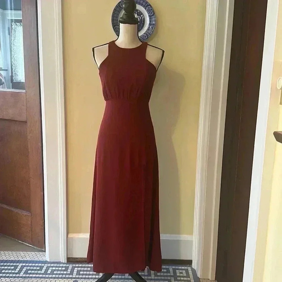 Line & Dot | Maroon Red Maxi Dress - Picture 1 of 7